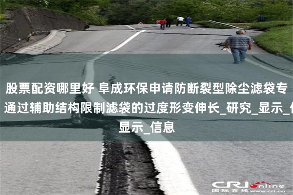 股票配资哪里好 阜成环保申请防断裂型除尘滤袋专利，通过辅助结构限制滤袋的过度形变伸长_研究_显示_信息