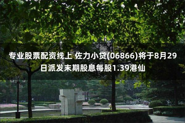 专业股票配资线上 佐力小贷(06866)将于8月29日派发末期股息每股1.39港仙